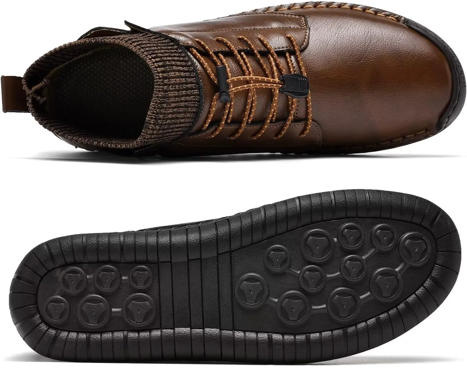 Men's Leather Loafers Fashion Casual Slip On Penny Beck Driving Loafer Shoes Ankle Chukka Boots For Men【Includes Extra Insole】