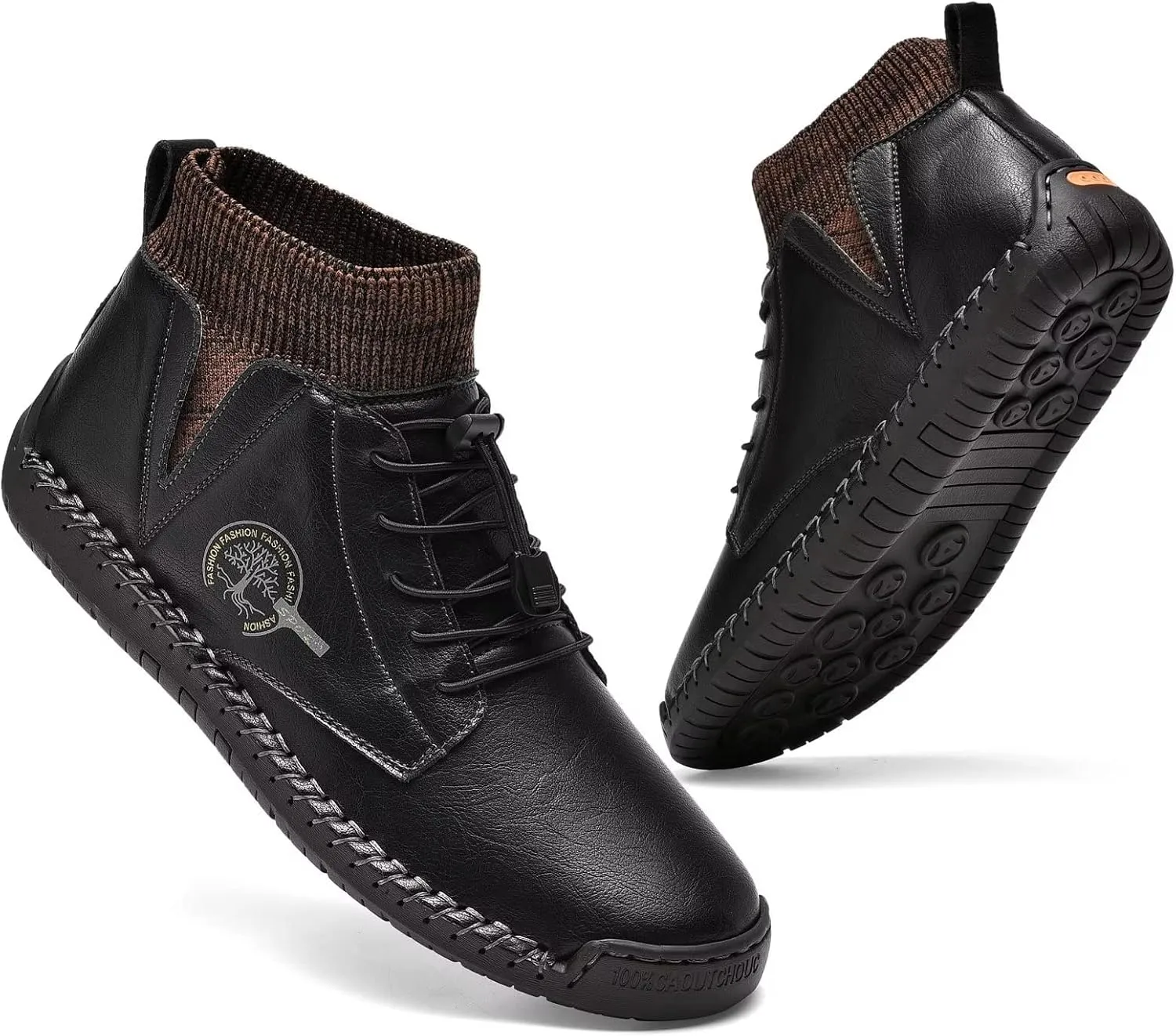 Men's Leather Loafers Fashion Casual Slip On Penny Beck Driving Loafer Shoes Ankle Chukka Boots For Men【Includes Extra Insole】