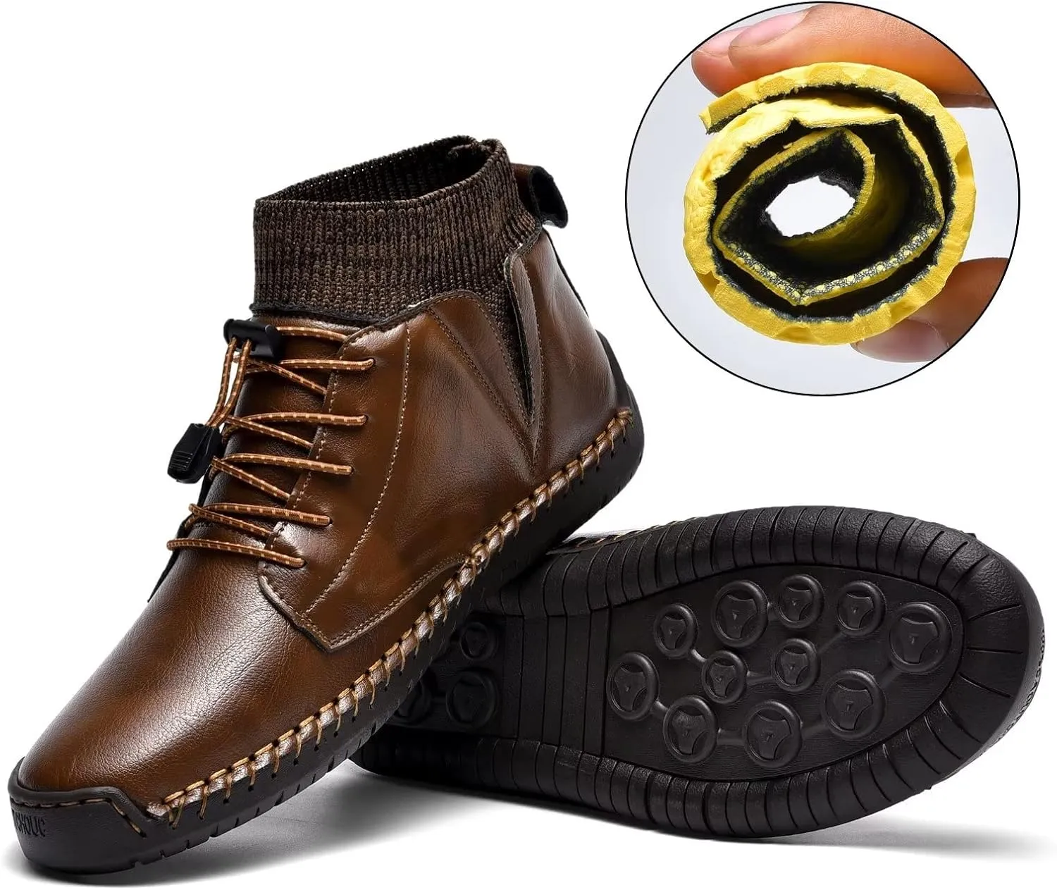 Men's Leather Loafers Fashion Casual Slip On Penny Beck Driving Loafer Shoes Ankle Chukka Boots For Men【Includes Extra Insole】