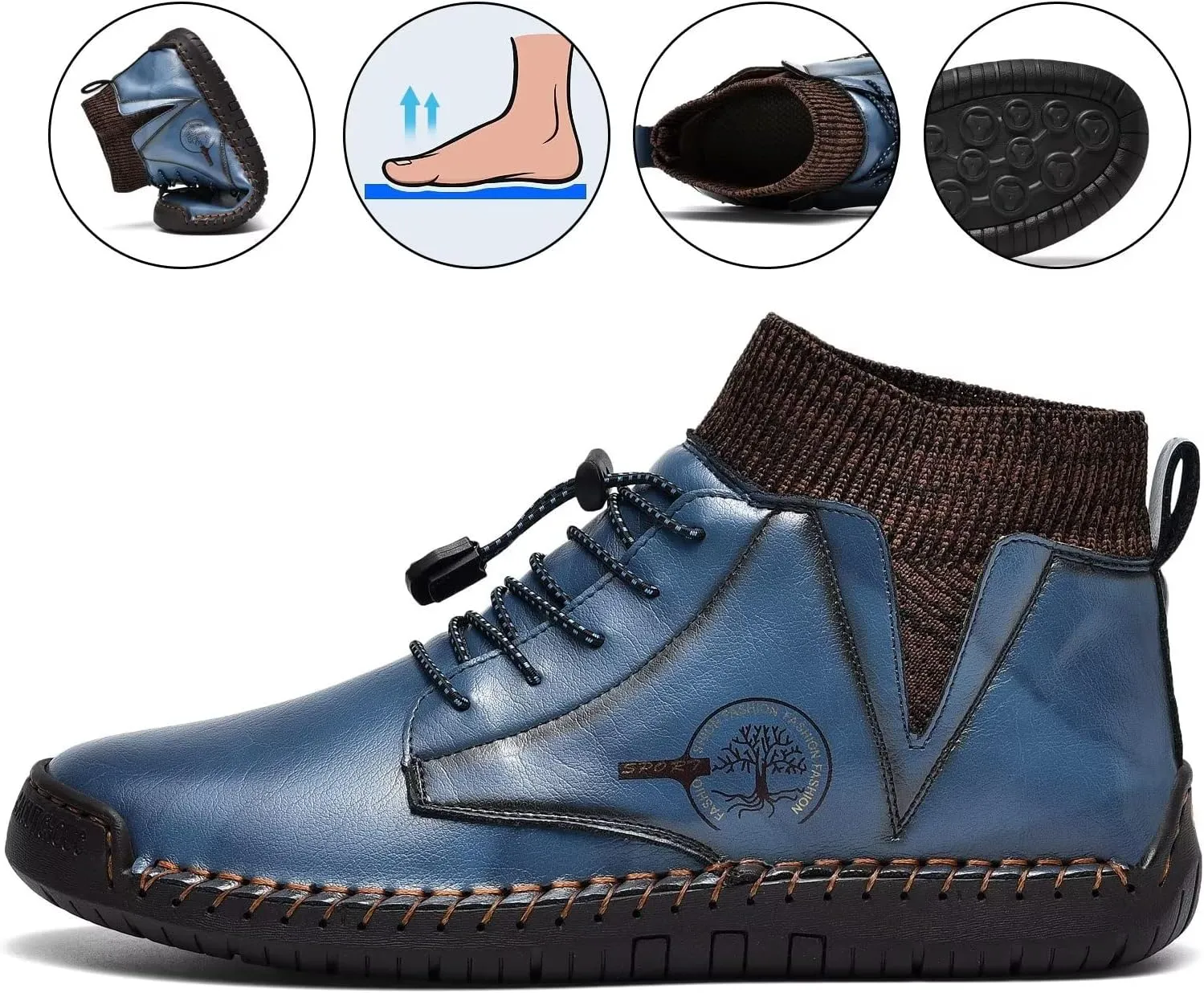 Men's Leather Loafers Fashion Casual Slip On Penny Beck Driving Loafer Shoes Ankle Chukka Boots For Men【Includes Extra Insole】