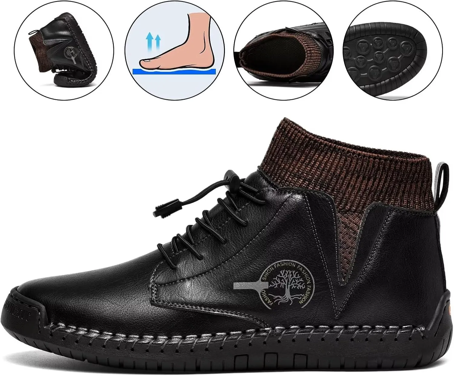 Men's Leather Loafers Fashion Casual Slip On Penny Beck Driving Loafer Shoes Ankle Chukka Boots For Men【Includes Extra Insole】