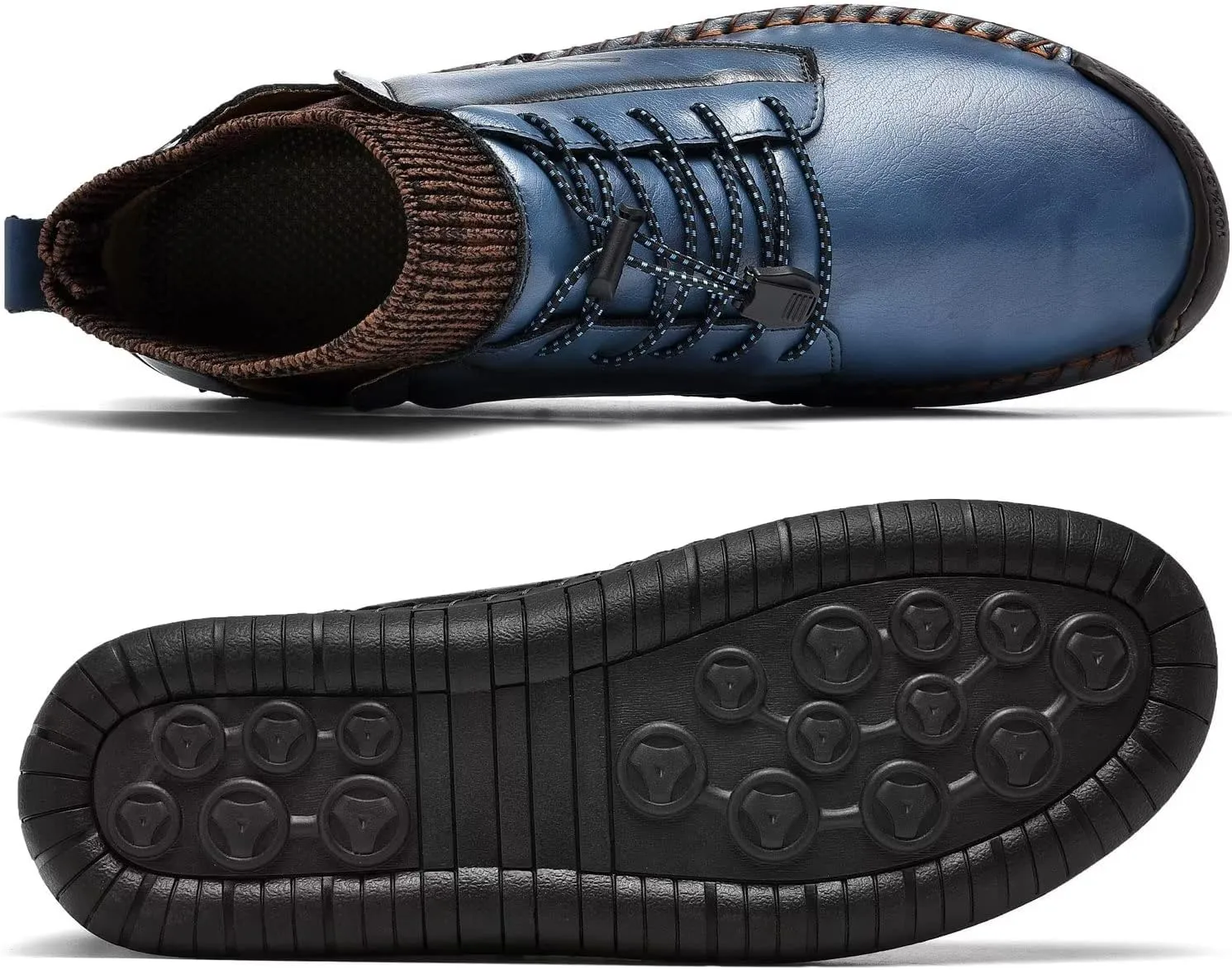 Men's Leather Loafers Fashion Casual Slip On Penny Beck Driving Loafer Shoes Ankle Chukka Boots For Men【Includes Extra Insole】