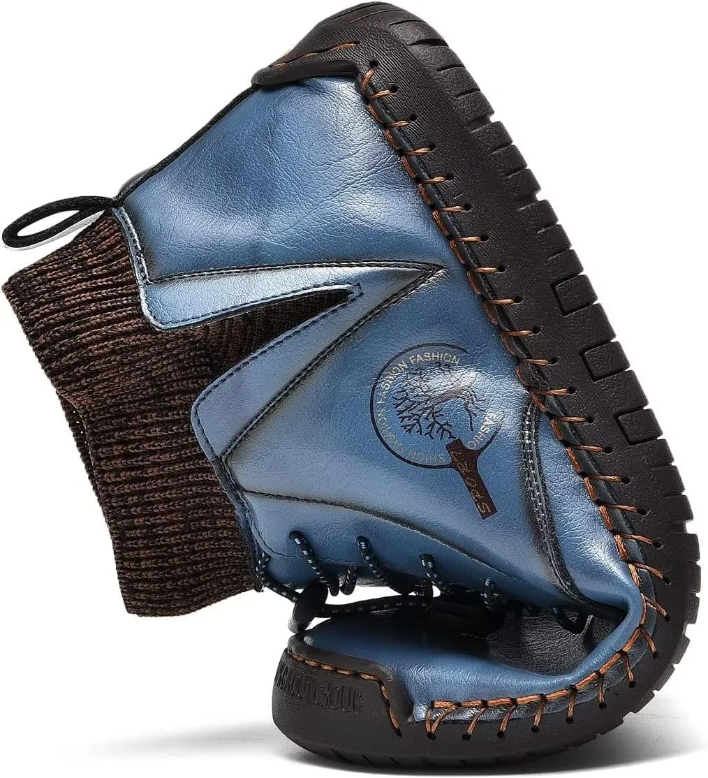 Men's Leather Loafers Fashion Casual Slip On Penny Beck Driving Loafer Shoes Ankle Chukka Boots For Men【Includes Extra Insole】