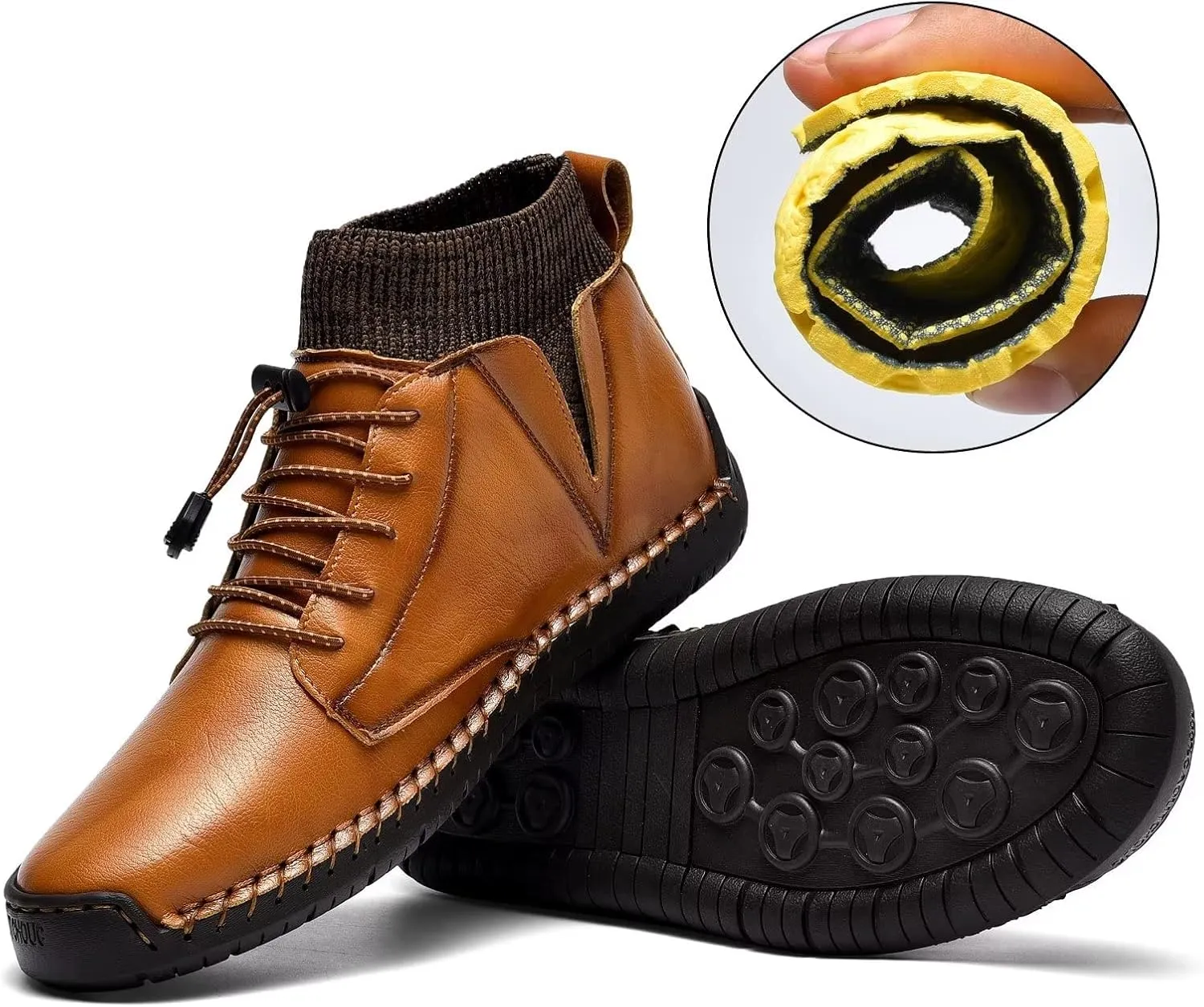 Men's Leather Loafers Fashion Casual Slip On Penny Beck Driving Loafer Shoes Ankle Chukka Boots For Men【Includes Extra Insole】