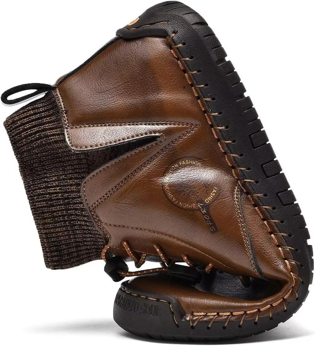 Men's Leather Loafers Fashion Casual Slip On Penny Beck Driving Loafer Shoes Ankle Chukka Boots For Men【Includes Extra Insole】