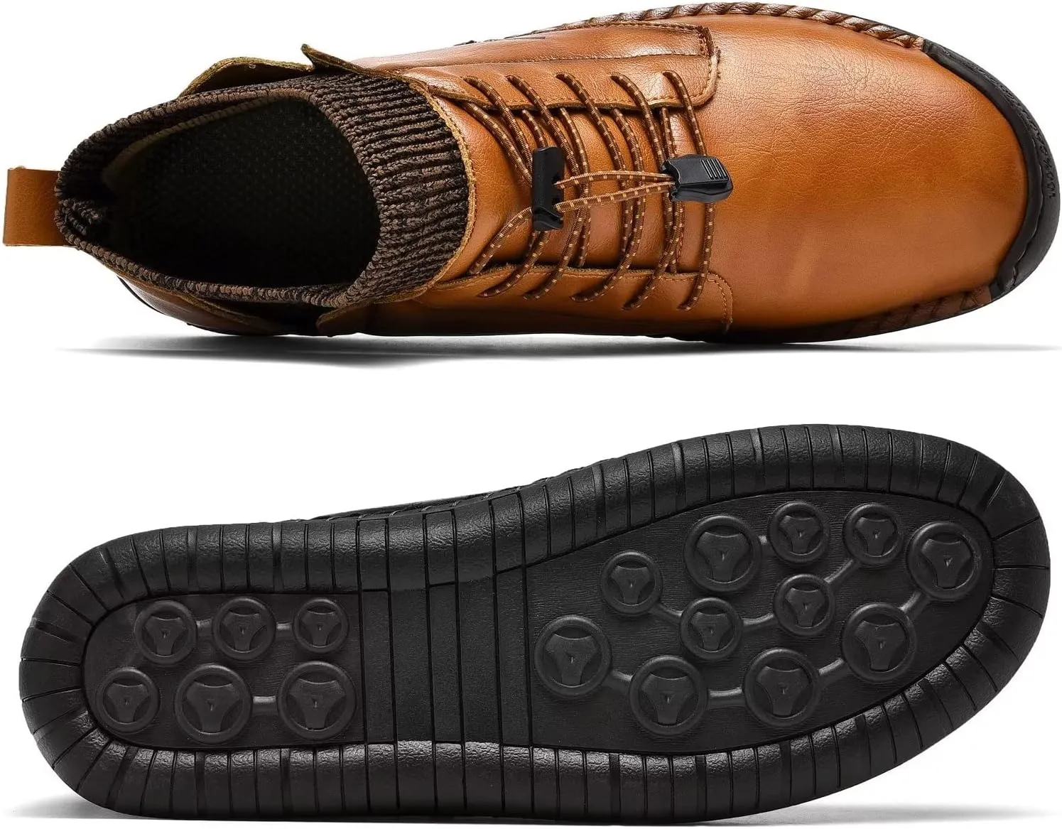 Men's Leather Loafers Fashion Casual Slip On Penny Beck Driving Loafer Shoes Ankle Chukka Boots For Men【Includes Extra Insole】