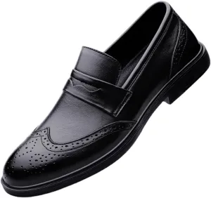 Mens Leather Oxford Dress Shoes Lace Up Formal Business Party Comfortable Anti Slip Pointed Toe