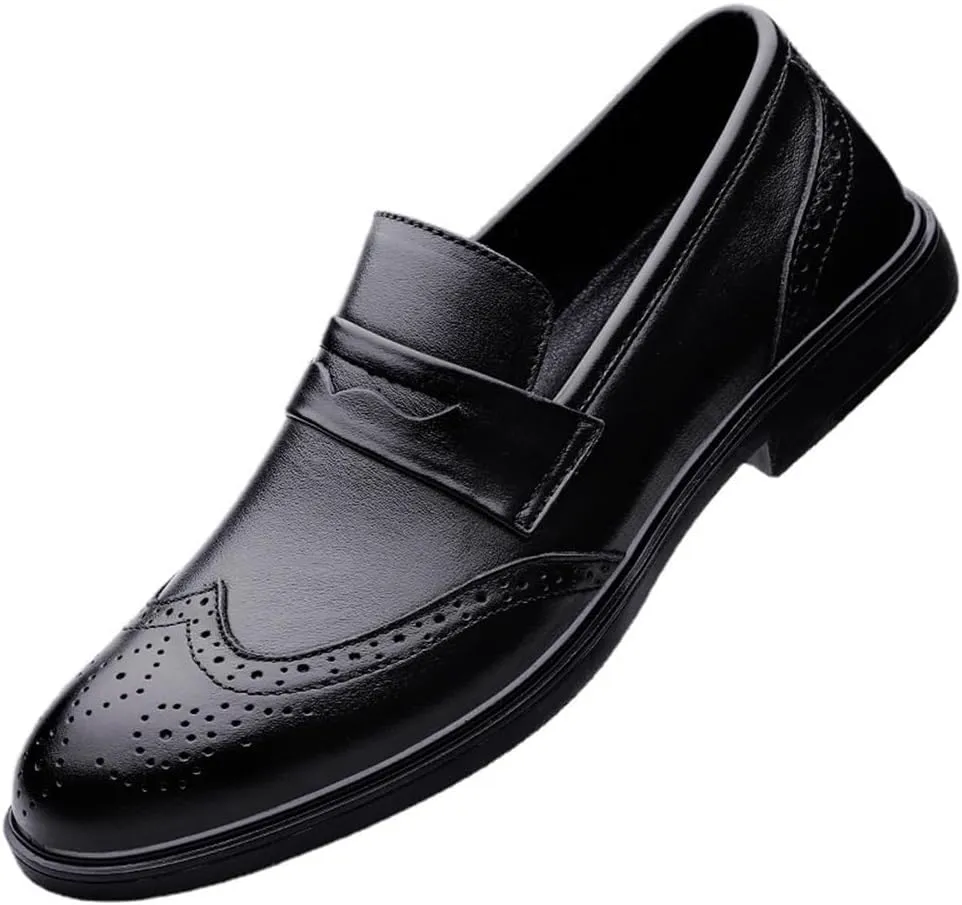 Mens Leather Oxford Dress Shoes Lace Up Formal Business Party Comfortable Anti Slip Pointed Toe