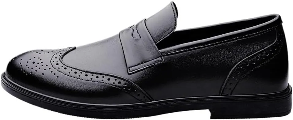 Mens Leather Oxford Dress Shoes Lace Up Formal Business Party Comfortable Anti Slip Pointed Toe