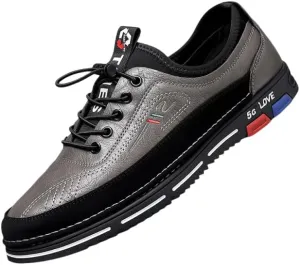 Men's No Tie PU Leather Sneakers - Casual Walking Shoes - Comfortable and Easily Wiped Clean