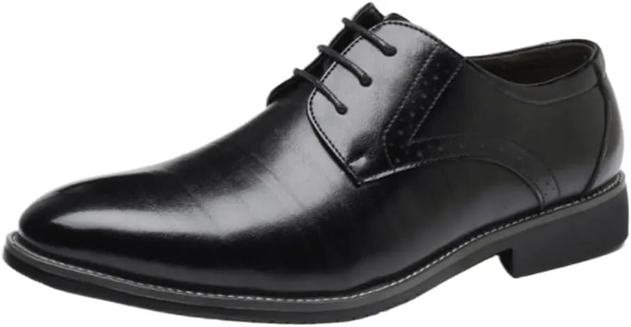 Mens Oxford Dress Shoes Leather Lace Up Business Brogue Fashion Wedding Party Social Outdoor Shoes for Men Comfortable