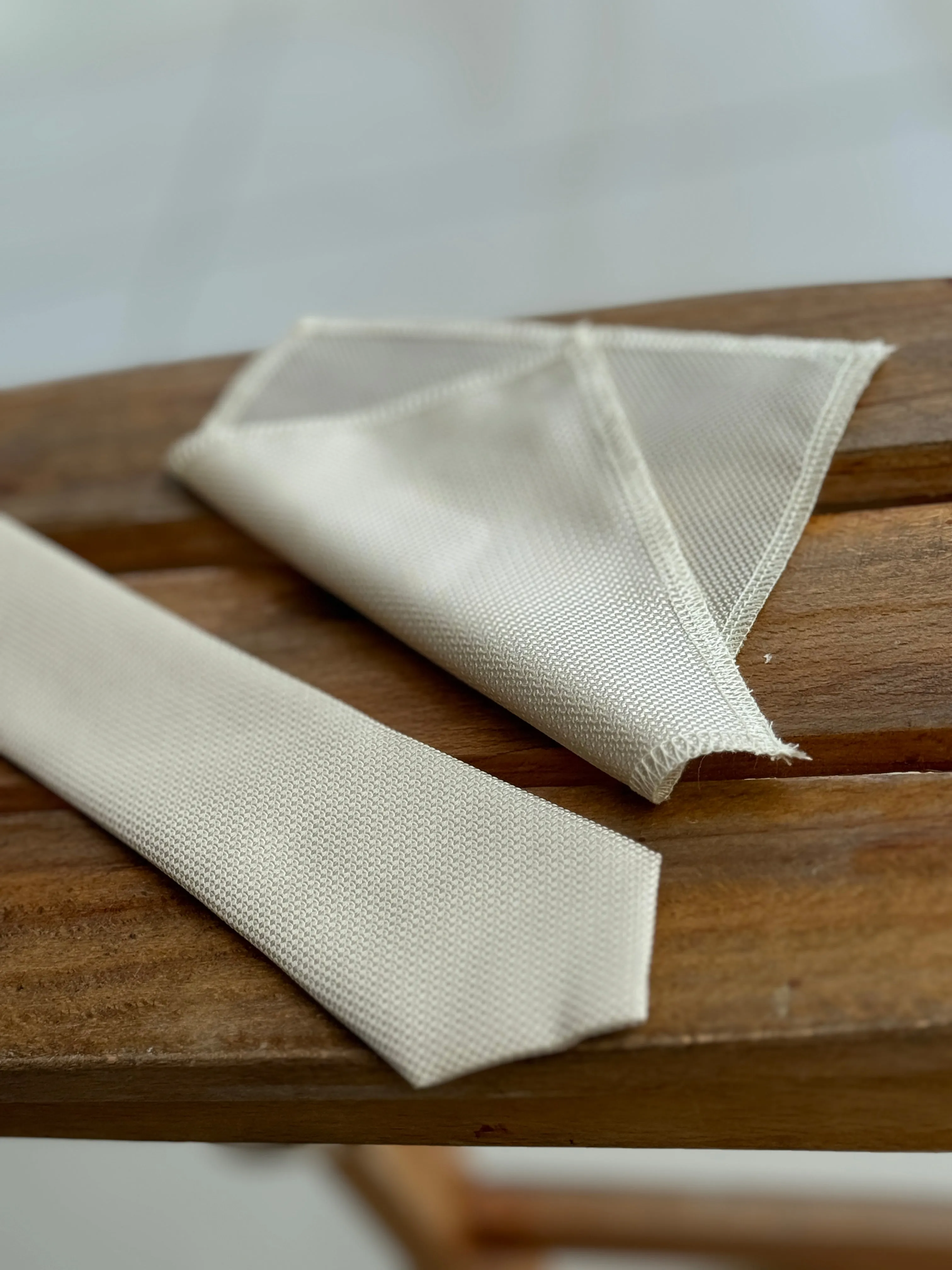 Men’s Oxford Weave Slim Tie Formal Neckwear- Beige