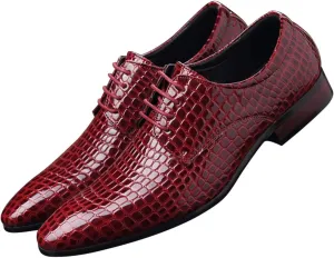 Men's Oxfords Alligator Patent Leather Wedding Prom Formal Dress Casual Shoes for Men