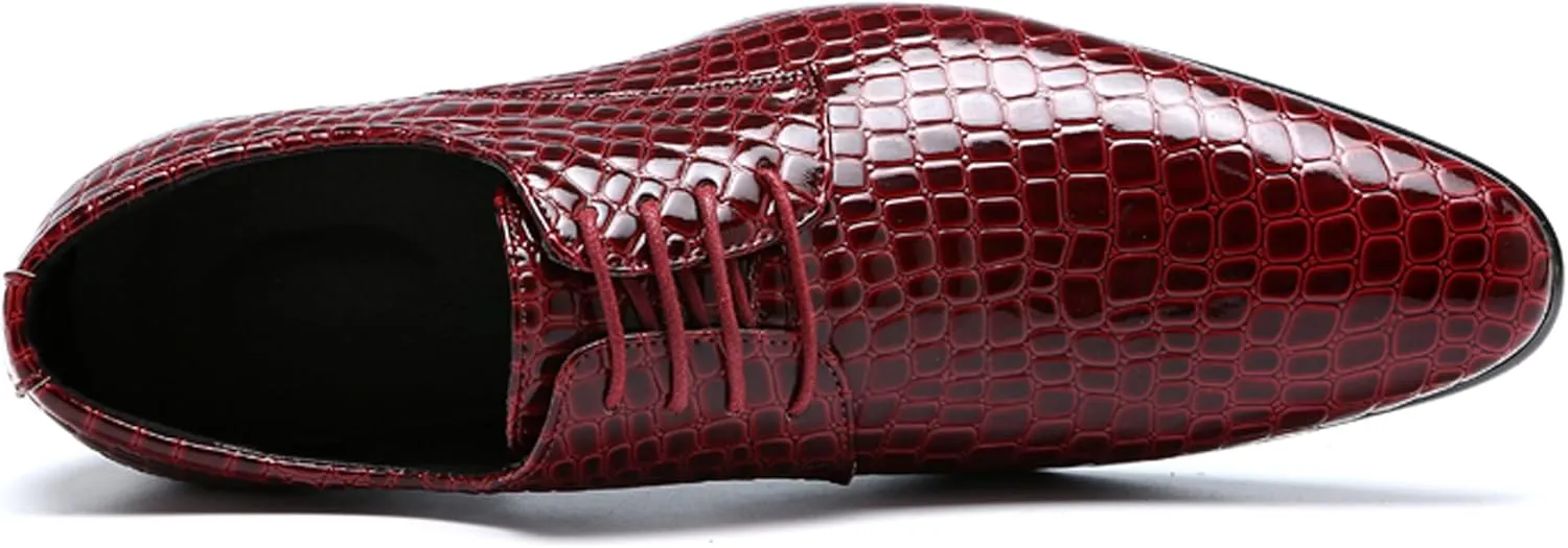 Men's Oxfords Alligator Patent Leather Wedding Prom Formal Dress Casual Shoes for Men