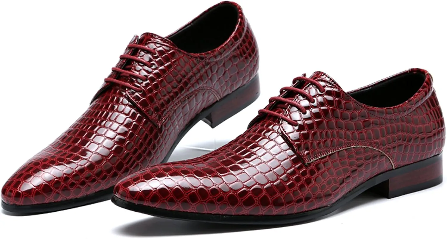 Men's Oxfords Alligator Patent Leather Wedding Prom Formal Dress Casual Shoes for Men