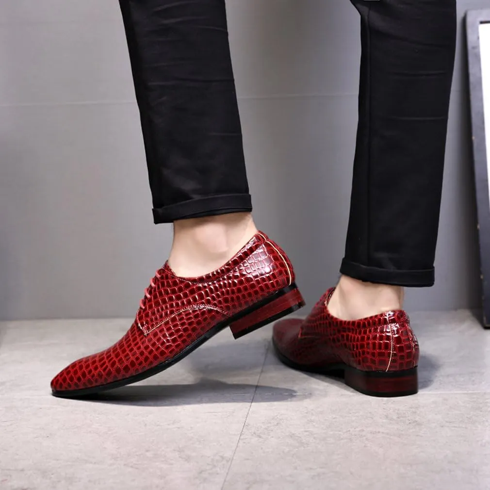 Men's Oxfords Alligator Patent Leather Wedding Prom Formal Dress Casual Shoes for Men