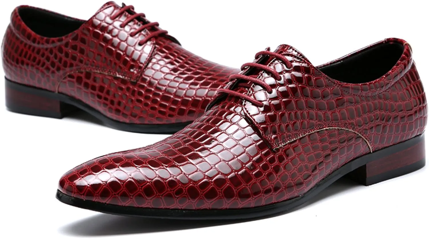Men's Oxfords Alligator Patent Leather Wedding Prom Formal Dress Casual Shoes for Men