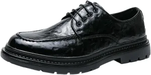 Men's Platform Waterproof Dress Shoes Fashionable Versatile Wedding Prom Shoes Classic Lace Up Wingtip Oxford Shoes