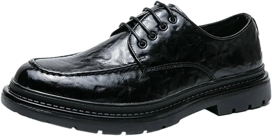 Men's Platform Waterproof Dress Shoes Fashionable Versatile Wedding Prom Shoes Classic Lace Up Wingtip Oxford Shoes