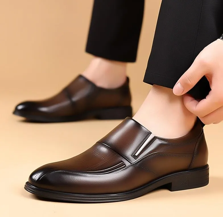 Men's Vintage Classic Slip-On Oxford Shoes | Leather Non-Slip Business Dress Shoes for Men