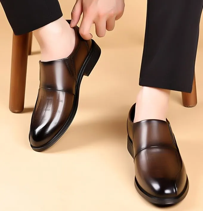 Men's Vintage Classic Slip-On Oxford Shoes | Leather Non-Slip Business Dress Shoes for Men