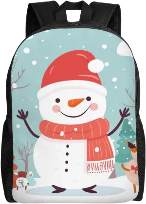 Merry Christmas Snowman Travel Laptop Backpack Waterproof Lightweight Cute Backpack For Women Men Casual Daypack