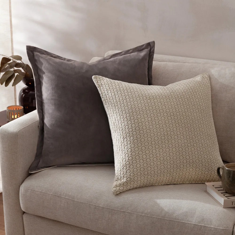 Merton Square Velvet Cushion Taupe