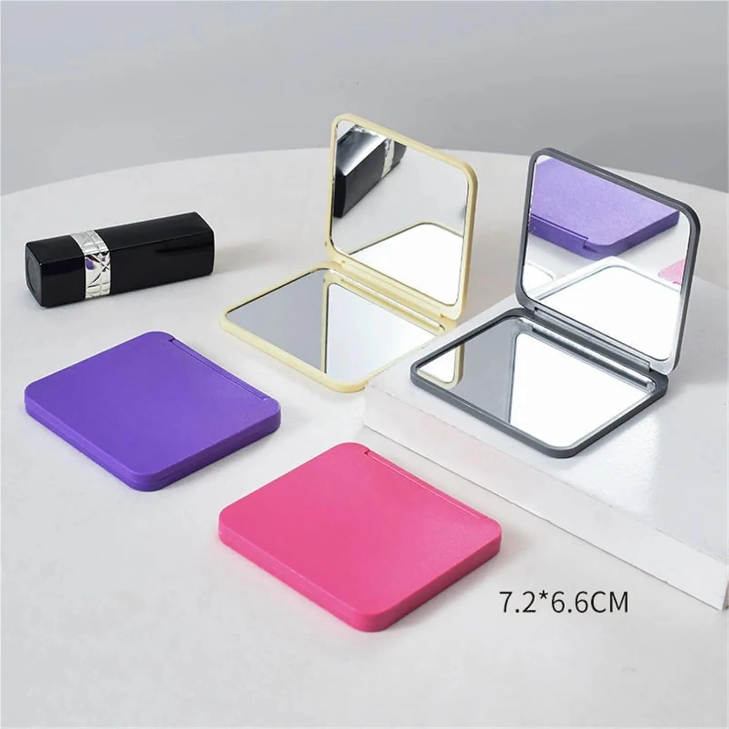 Mini Makeup Mirror Double-Sided Makeup Mirrors Women Portable Cute Handheld Mini Mirror 2 Face Square Makeup Mirror Multiple(Black)