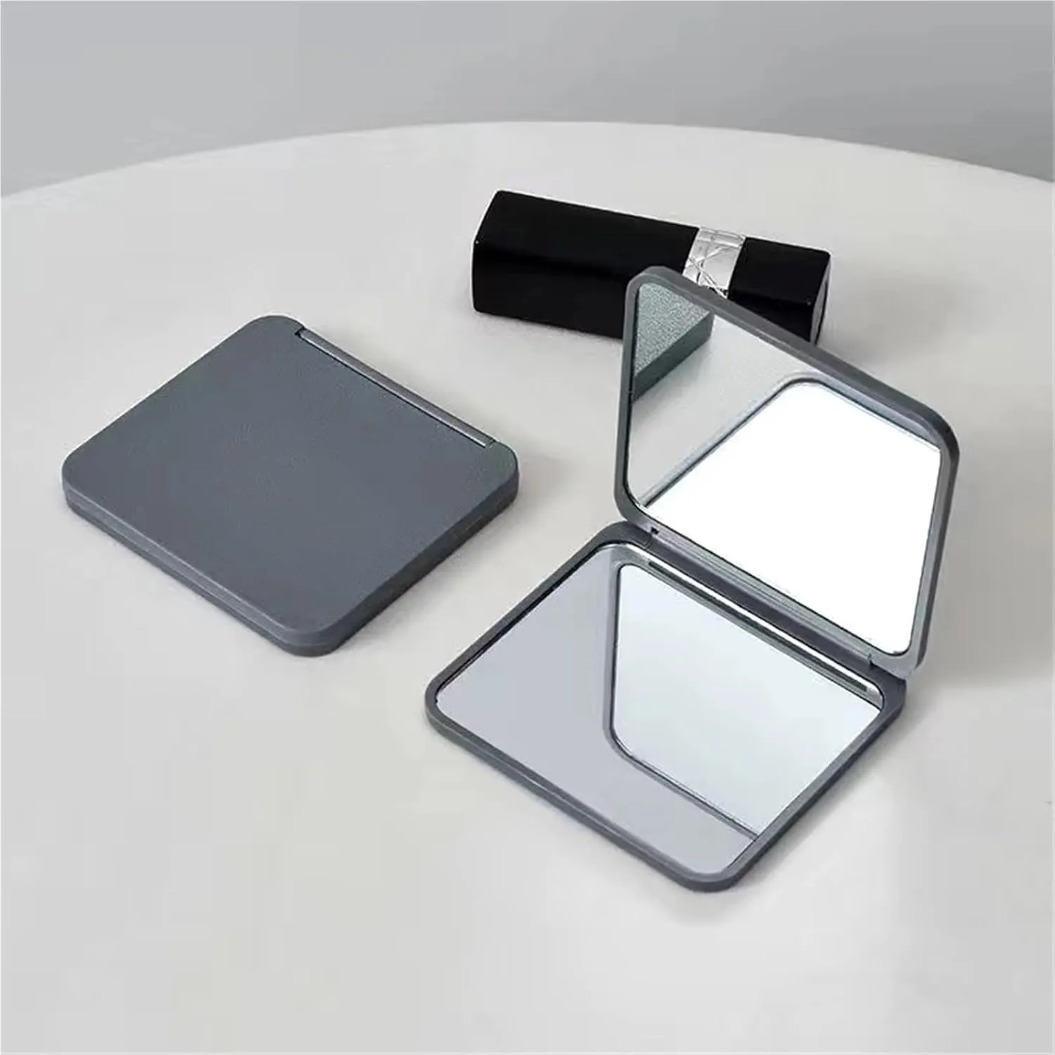 Mini Makeup Mirror Double-Sided Makeup Mirrors Women Portable Cute Handheld Mini Mirror 2 Face Square Makeup Mirror Multiple(Black)