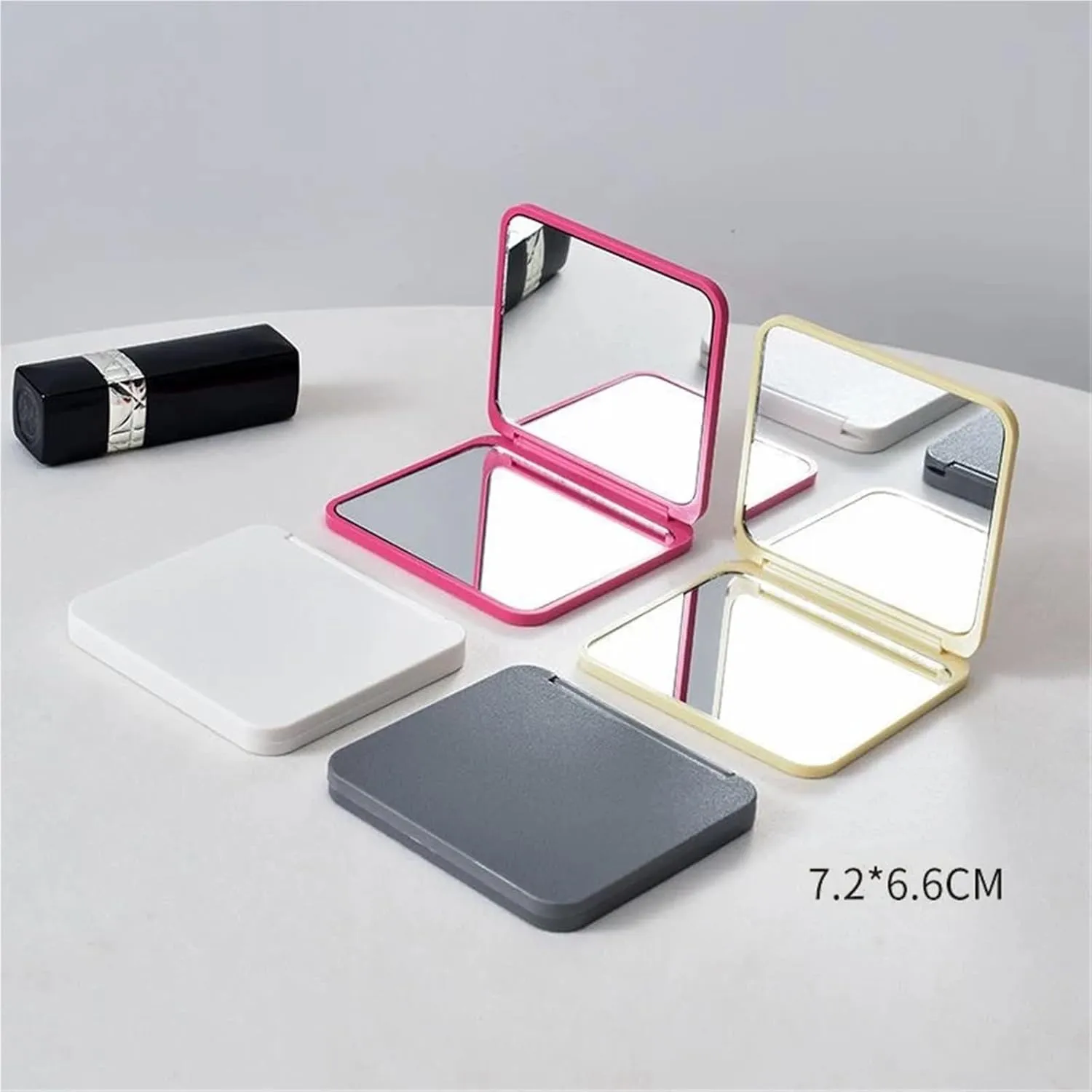 Mini Makeup Mirror Double-Sided Makeup Mirrors Women Portable Cute Handheld Mini Mirror 2 Face Square Makeup Mirror Multiple(Black)