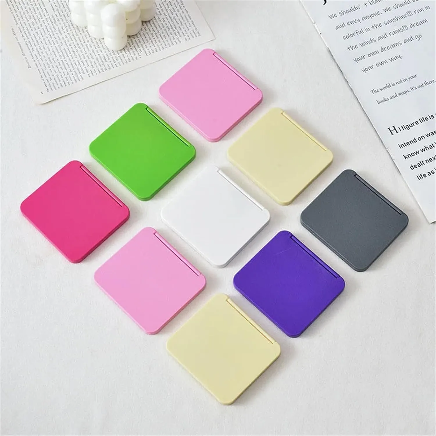Mini Makeup Mirror Double-Sided Makeup Mirrors Women Portable Cute Handheld Mini Mirror 2 Face Square Makeup Mirror Multiple(Black)