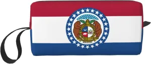 Missouri State Flag print Multi-Purpose Cosmetic Bag with Zipper Canvas Makeup Bag, Travel Toiletry Pouch, Pencil Bag