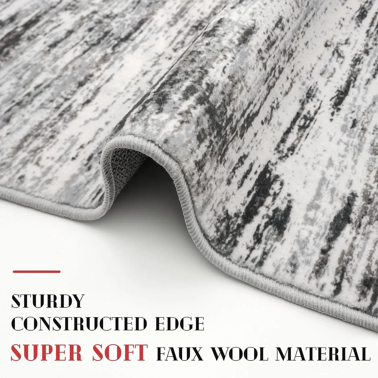 Modern Abstract Entryway Rug Indoor 2x3 Washable Rug Non-Slip Soft Small Area Rug Black Grey White Kitchen Mats Thin Print Faux Wool Floor Carpet Throw Rugs for Entrance Bedroom Home Decor