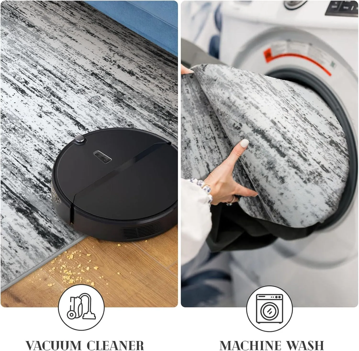 Modern Abstract Entryway Rug Indoor 2x3 Washable Rug Non-Slip Soft Small Area Rug Black Grey White Kitchen Mats Thin Print Faux Wool Floor Carpet Throw Rugs for Entrance Bedroom Home Decor