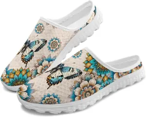 Mule Shoes for Women Summer Novelty Butterfly Outdoor Non-Slip Sneakers Hand Free Garden Walking Shoes Slip On