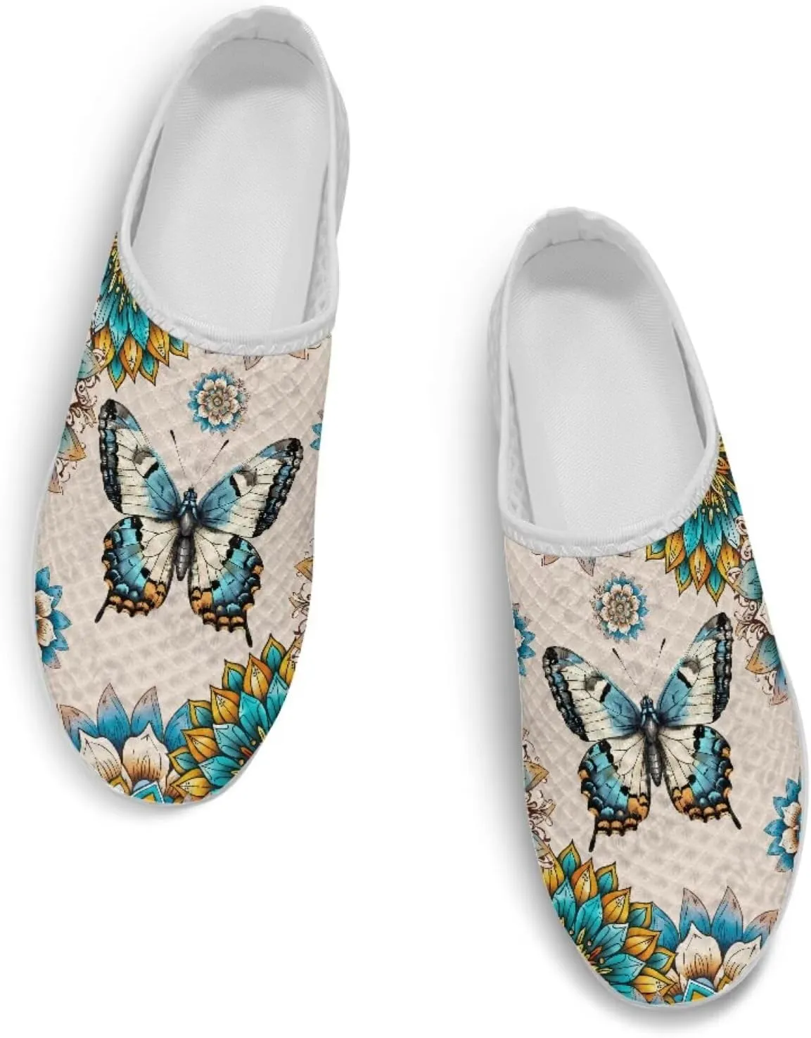 Mule Shoes for Women Summer Novelty Butterfly Outdoor Non-Slip Sneakers Hand Free Garden Walking Shoes Slip On