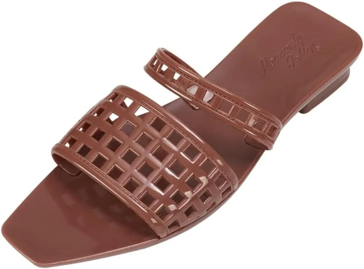 Mule/Squared Open Toe Dress Slides Sandals, Confortable Low Block Heel Jellies/Jelly Shoes for Women
