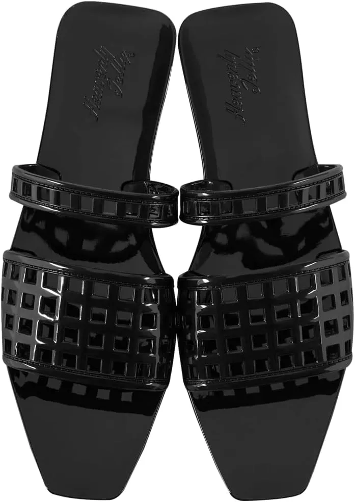 Mule/Squared Open Toe Dress Slides Sandals, Confortable Low Block Heel Jellies/Jelly Shoes for Women