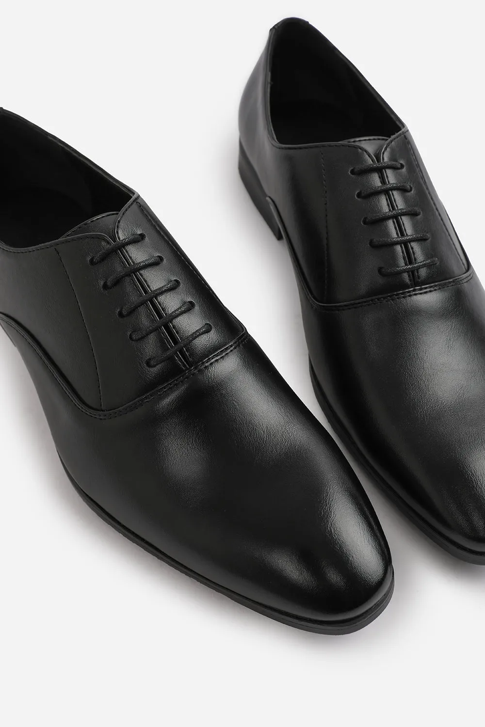 NICK OXFORD LACE UP WORK DRESS SHOES IN BLACK FAUX LEATHER