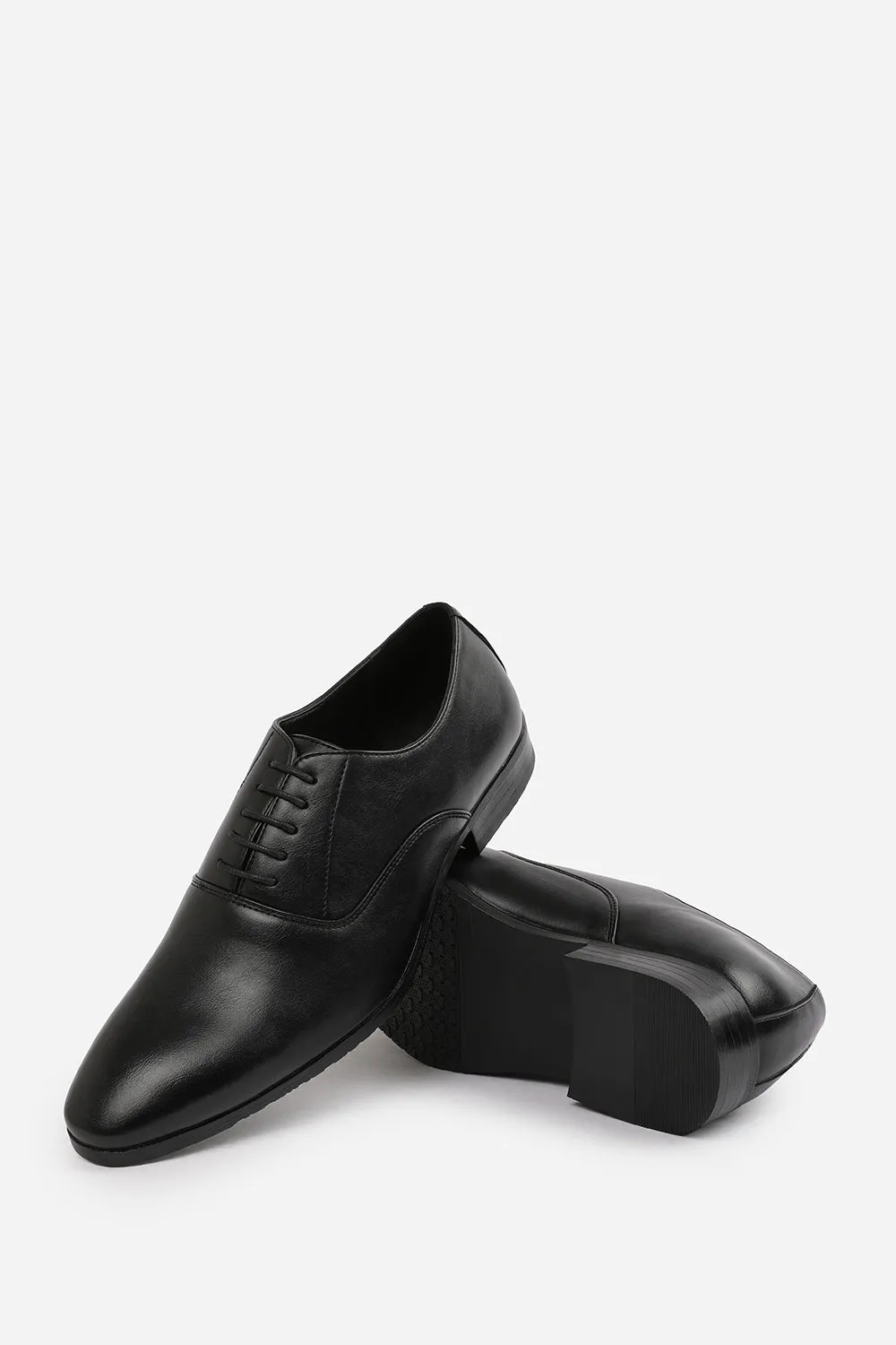 NICK OXFORD LACE UP WORK DRESS SHOES IN BLACK FAUX LEATHER