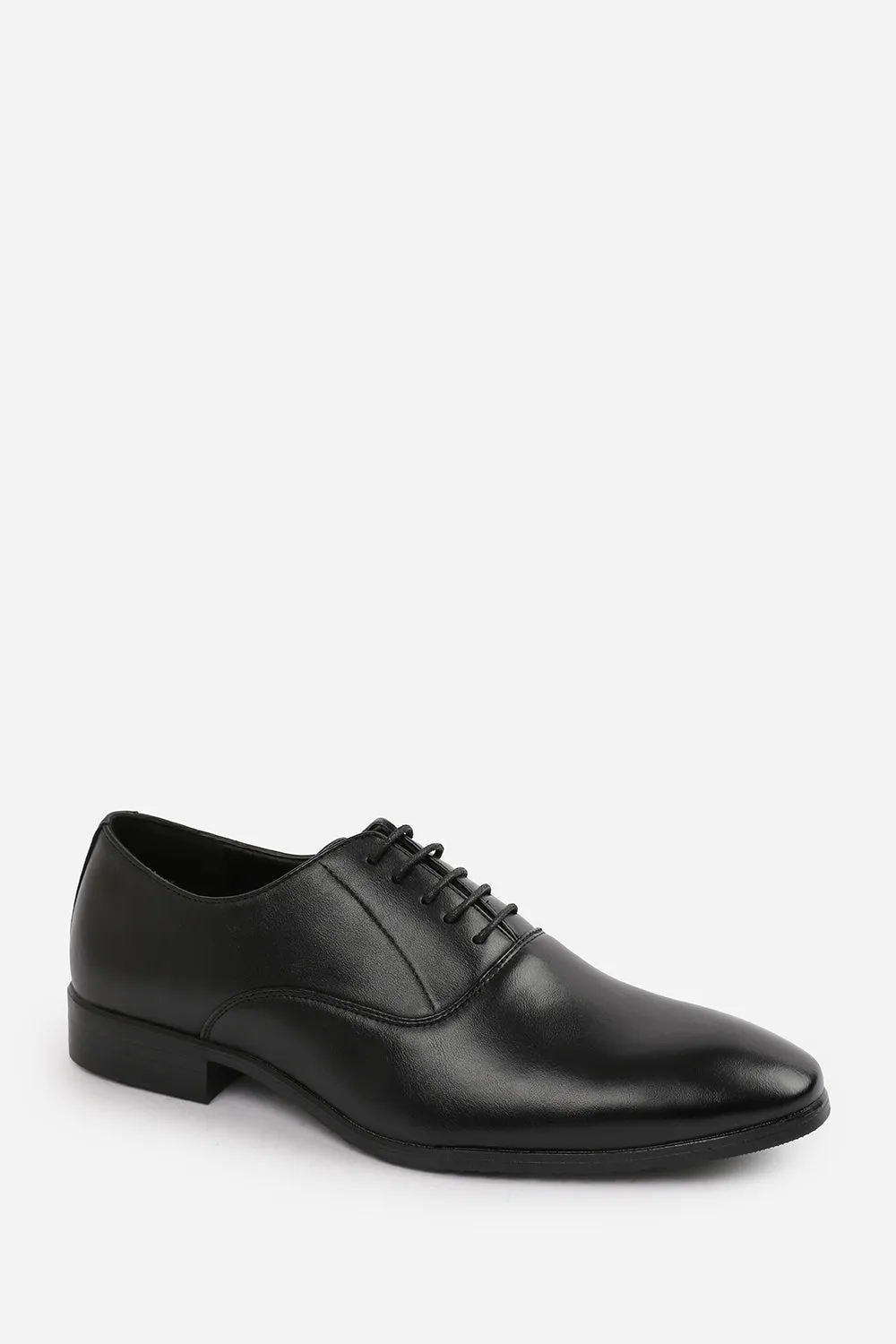 NICK OXFORD LACE UP WORK DRESS SHOES IN BLACK FAUX LEATHER