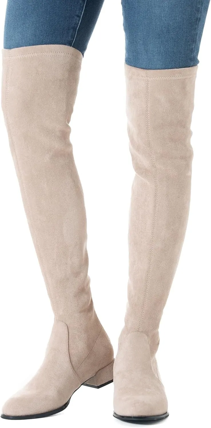 N.N.G Women Over the Knee Boots Thigh High Suede Block Winter Low Above Flat Long OTK Comfort Pointed toe