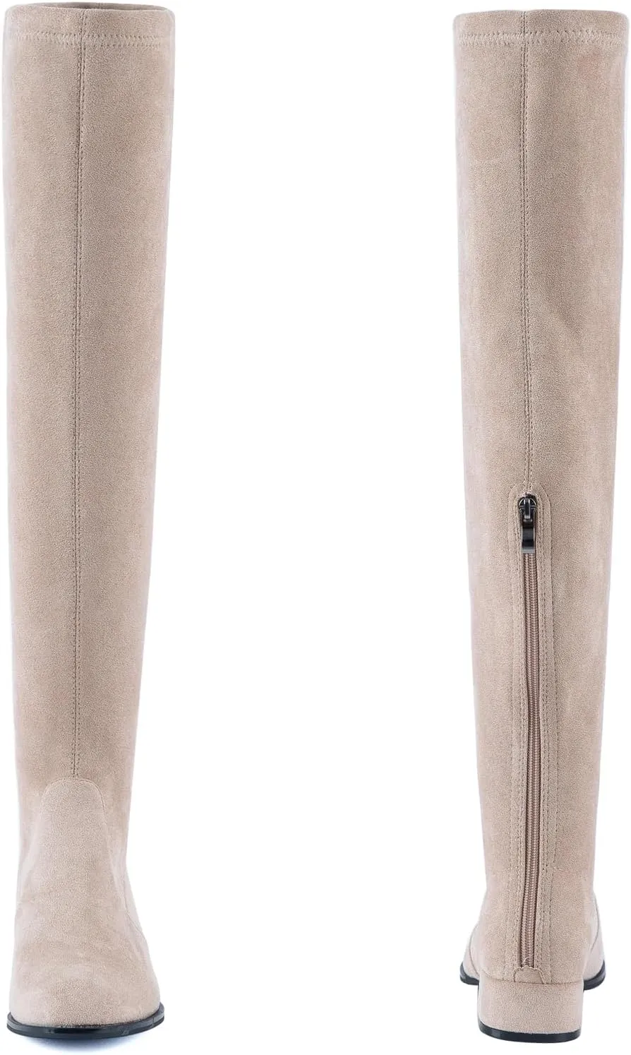 N.N.G Women Over the Knee Boots Thigh High Suede Block Winter Low Above Flat Long OTK Comfort Pointed toe