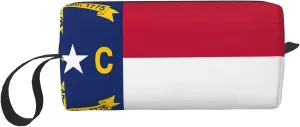 North Carolina state flag print Multi-Purpose Cosmetic Bag with Zipper Canvas Makeup Bag, Travel Toiletry Pouch, Pencil Bag