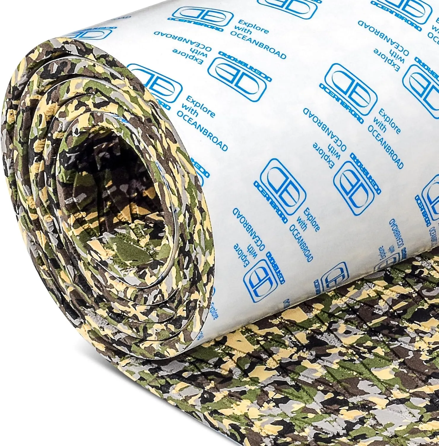 OCEANBROAD Self-Adhesive 96''x16''/23''/38''/47'' Camouflage Boat Flooring Non-Slip Traction Pad EVA Foam Sheet for Jon Boat Surfboard SUP Board Kayak, Camo Black/Blue/Green/Brown/Yellow/Gray