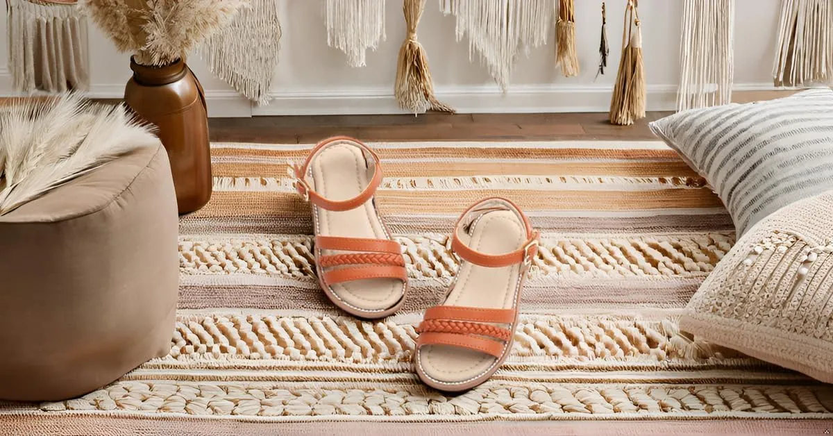 Otter MOMO Girls Open Toe Princess Flat Sandals with Comfort Sole Summer Sandals