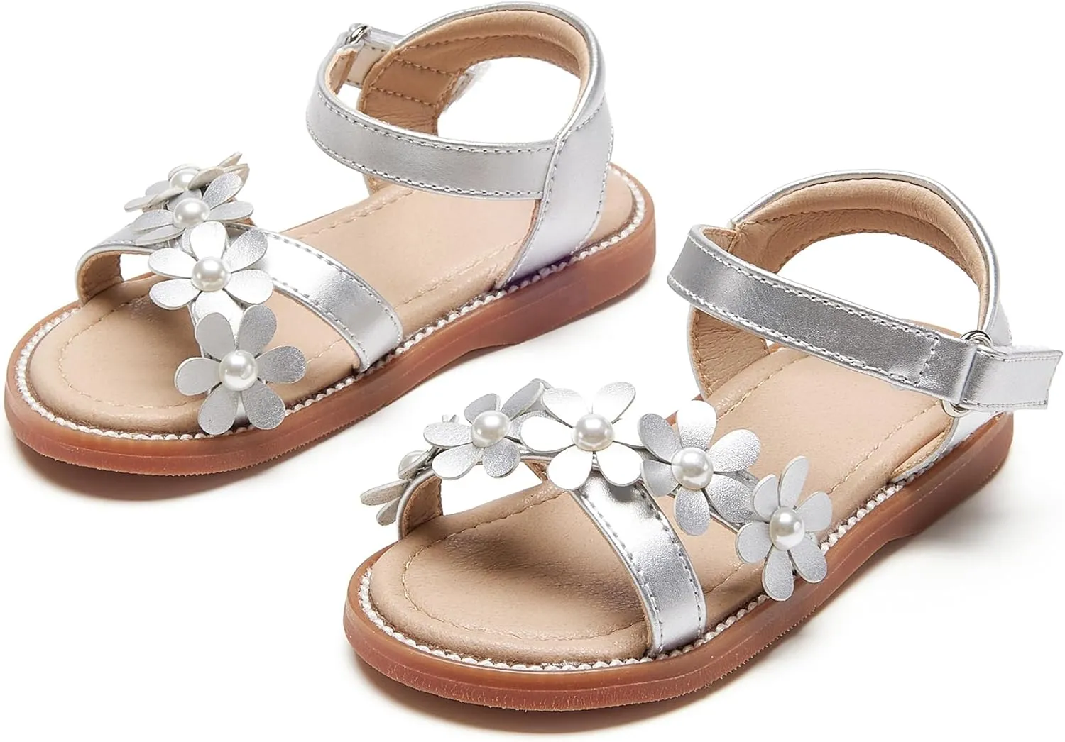 Otter MOMO Girls Open Toe Princess Flat Sandals with Comfort Sole Summer Sandals