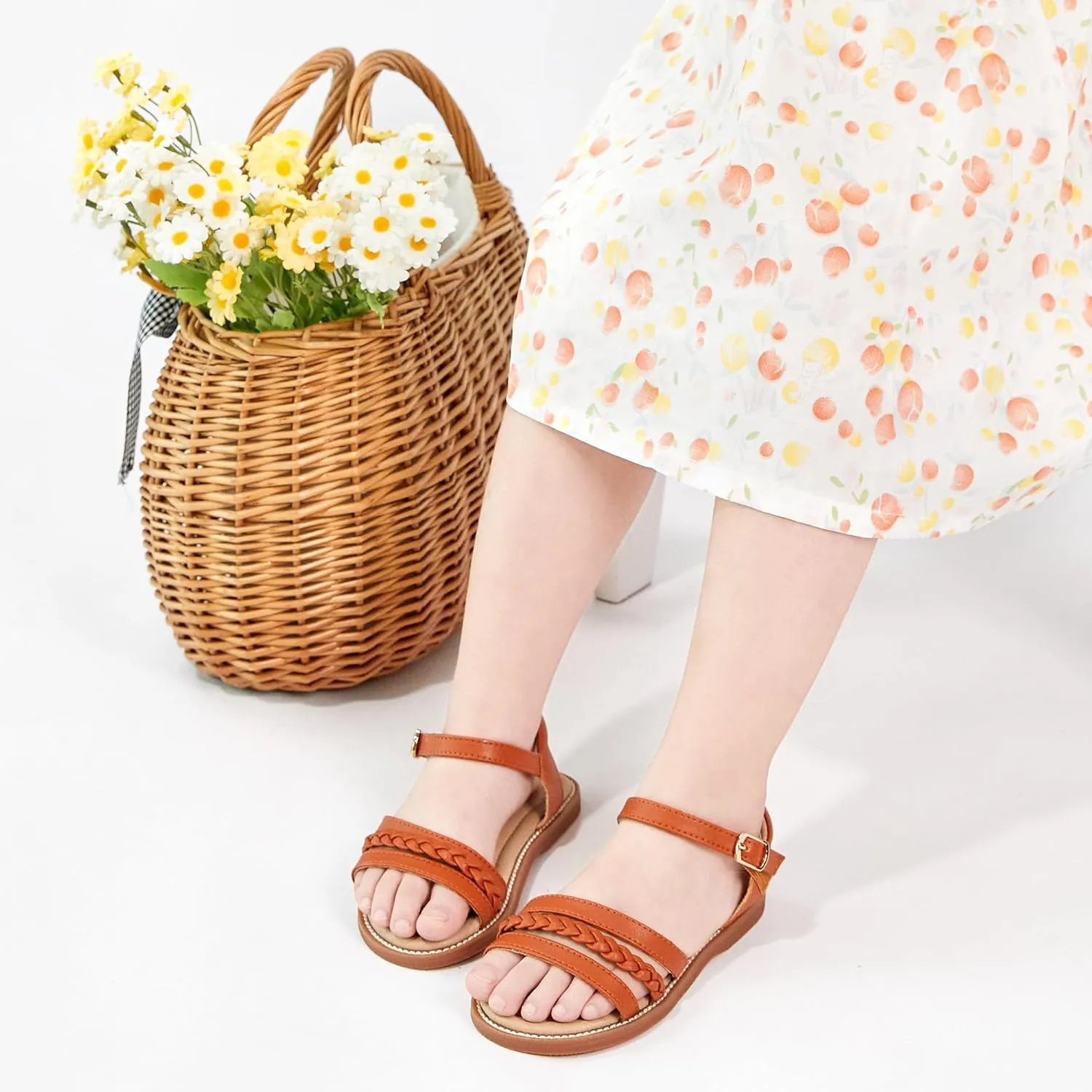 Otter MOMO Girls Open Toe Princess Flat Sandals with Comfort Sole Summer Sandals