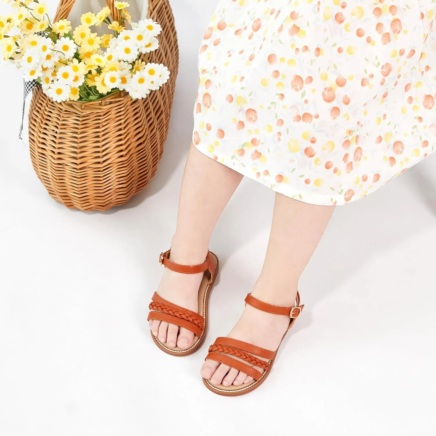 Otter MOMO Girls Open Toe Princess Flat Sandals with Comfort Sole Summer Sandals