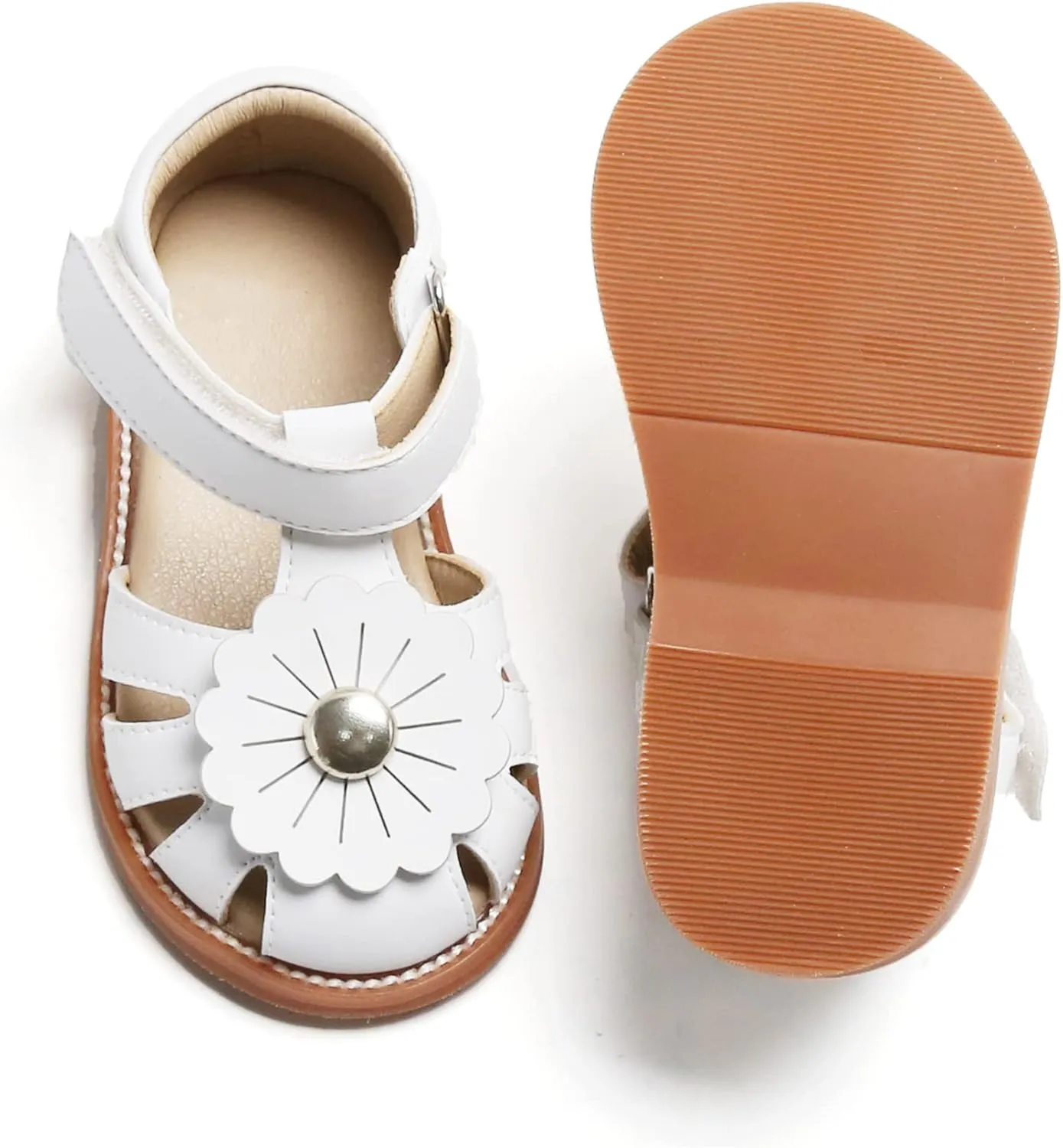 Otter MOMO Girls Open Toe Princess Flat Sandals with Comfort Sole Summer Sandals